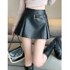 imageWomens Metallic Skirt  High Waist Party Goth Mini Skirt with BeltsBlack