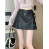 imageWomens Metallic Skirt  High Waist Party Goth Mini Skirt with BeltsBlack