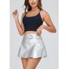 imageWomens Metallic Skirt  High Waist Party Goth Mini Skirt with BeltsSilvery
