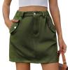 imageWomens Y2K Mini Cargo Skirt Elastic Waist Flap Pocket Mini Denim Jean SkirtArmy Green