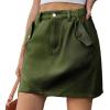 imageWomens Y2K Mini Cargo Skirt Elastic Waist Flap Pocket Mini Denim Jean SkirtArmy Green