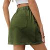 imageWomens Y2K Mini Cargo Skirt Elastic Waist Flap Pocket Mini Denim Jean SkirtArmy Green