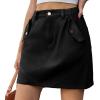 imageWomens Y2K Mini Cargo Skirt Elastic Waist Flap Pocket Mini Denim Jean SkirtBlack