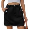imageWomens Y2K Mini Cargo Skirt Elastic Waist Flap Pocket Mini Denim Jean SkirtBlack