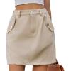 imageWomens Y2K Mini Cargo Skirt Elastic Waist Flap Pocket Mini Denim Jean SkirtKhaki