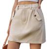imageWomens Y2K Mini Cargo Skirt Elastic Waist Flap Pocket Mini Denim Jean SkirtKhaki