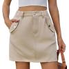 imageWomens Y2K Mini Cargo Skirt Elastic Waist Flap Pocket Mini Denim Jean SkirtKhaki