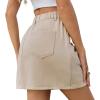 imageWomens Y2K Mini Cargo Skirt Elastic Waist Flap Pocket Mini Denim Jean SkirtKhaki