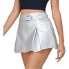 imageWomens Metallic Skirt  High Waist Party Goth Mini Skirt with BeltsSilvery