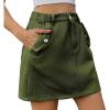 imageWomens Y2K Mini Cargo Skirt Elastic Waist Flap Pocket Mini Denim Jean SkirtArmy Green