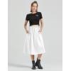imageWomens Casual High Elastic Waist Pleated ALine Midi Skirt with Pocket for Work ampamp DailyWhite