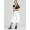imageWomens Casual High Elastic Waist Pleated ALine Midi Skirt with Pocket for Work ampamp DailyWhite