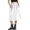 imageWomens Casual High Elastic Waist Pleated ALine Midi Skirt with Pocket for Work ampamp DailyWhite