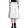imageWomens Casual High Elastic Waist Pleated ALine Midi Skirt with Pocket for Work ampamp DailyWhite