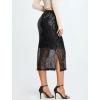 imageWomens Sequin Skirt  Sparkle Side Slit Pencil Bodycon Midi Pencil Skirts for Party Cocktail ClubA Black