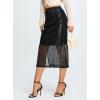 imageWomens Sequin Skirt  Sparkle Side Slit Pencil Bodycon Midi Pencil Skirts for Party Cocktail ClubA Black