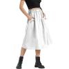 imageWomens Casual High Elastic Waist Pleated ALine Midi Skirt with Pocket for Work ampamp DailyWhite