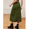imageWomen Denim Cargo Skirt  Elastic Waist Button Maxi Jean Skirt with Y2K Flap PocketsArmy Green