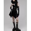 imageGoth High Waisted Faux Mini Leather Skater ALine Flared Rave Skirt for Punk Rock Y2K WomenBlack