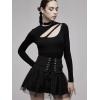 imageGoth Mini Tulle Lace Skater High Waist ALine Flared Rave Skirt for Punk Rock WomenBlack