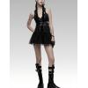 imageGoth Mini Tulle Lace Skater High Waist ALine Flared Rave Skirt for Punk Rock WomenBlack