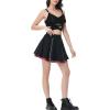 imageKisidoo Gothic Skirts Cute High Elastic Waisted Plaid Kilts for Women Trendy Hem Flared Knee Length Mini Skater SkirtA Hot Pink Plaid