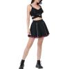 imageKisidoo Gothic Skirts Cute High Elastic Waisted Plaid Kilts for Women Trendy Hem Flared Knee Length Mini Skater SkirtA Hot Pink Plaid