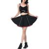 imageKisidoo Gothic Skirts Cute High Elastic Waisted Plaid Kilts for Women Trendy Hem Flared Knee Length Mini Skater SkirtA Hot Pink Plaid