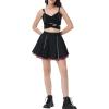 imageKisidoo Gothic Skirts Cute High Elastic Waisted Plaid Kilts for Women Trendy Hem Flared Knee Length Mini Skater SkirtA Hot Pink Plaid