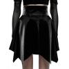 imageGoth High Waisted Faux Mini Leather Skater ALine Flared Rave Skirt for Punk Rock Y2K WomenBlack