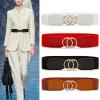 imageKisidoo Womens Wide Stretchy Cinch Belt with Double ORing 2 Inch Vintage Chunky Buckle Belts Brown