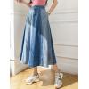 imageKisidoo Womens Long Patchwork Denim Skirt  Contrast High Waist Flared Aline Flare Jean Skirt with PocketsBlue