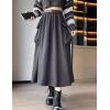 imageKisidoo Vintage Maxi Cargo Skirt  Womens High Waist Aline Winter Skirt with Pockets ampamp BeltGrey