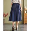 imageKisidoo Cargo Maxi Skirt Womens Casual Elastic Waist Pleated ALine Knee Length Skirt with Pocket for Work ampamp DailyNavy Blue
