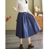 imageKisidoo Cargo Maxi Skirt Womens Casual Elastic Waist Pleated ALine Knee Length Skirt with Pocket for Work ampamp DailyNavy Blue