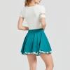 image:imageKisidoo Gothic Skirts Cute High Elastic Waisted Plaid Kilts for Women Trendy Hem Flared Knee Length Mini Skater SkirtC Green