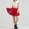 image:imageKisidoo Gothic Skirts Cute High Elastic Waisted Plaid Kilts for Women Trendy Hem Flared Knee Length Mini Skater SkirtC Red