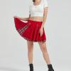 image:imageKisidoo Gothic Skirts Cute High Elastic Waisted Plaid Kilts for Women Trendy Hem Flared Knee Length Mini Skater SkirtC Red