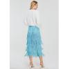 image:imageKisidoo Womens Fringe Trim High Waist Short Pencil Bodycon Skirts Sexy Elegant Fringe Long Maxi Skirt Summer Party WorkBaby Blue