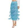 image:imageKisidoo Womens Fringe Trim High Waist Short Pencil Bodycon Skirts Sexy Elegant Fringe Long Maxi Skirt Summer Party WorkBaby Blue