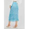 image:imageKisidoo Womens Fringe Trim High Waist Short Pencil Bodycon Skirts Sexy Elegant Fringe Long Maxi Skirt Summer Party WorkBaby Blue