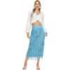 image:imageKisidoo Womens Fringe Trim High Waist Short Pencil Bodycon Skirts Sexy Elegant Fringe Long Maxi Skirt Summer Party WorkBaby Blue