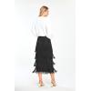 image:imageKisidoo Womens Fringe Trim High Waist Short Pencil Bodycon Skirts Sexy Elegant Fringe Long Maxi Skirt Summer Party WorkBlack