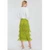 image:imageKisidoo Womens Fringe Trim High Waist Short Pencil Bodycon Skirts Sexy Elegant Fringe Long Maxi Skirt Summer Party WorkCandy Green