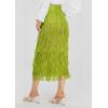 image:imageKisidoo Womens Fringe Trim High Waist Short Pencil Bodycon Skirts Sexy Elegant Fringe Long Maxi Skirt Summer Party WorkCandy Green