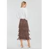 image:imageKisidoo Womens Fringe Trim High Waist Short Pencil Bodycon Skirts Sexy Elegant Fringe Long Maxi Skirt Summer Party WorkCoffee