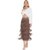 image:imageKisidoo Womens Fringe Trim High Waist Short Pencil Bodycon Skirts Sexy Elegant Fringe Long Maxi Skirt Summer Party WorkCoffee