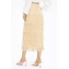image:imageKisidoo Womens Fringe Trim High Waist Short Pencil Bodycon Skirts Sexy Elegant Fringe Long Maxi Skirt Summer Party WorkKhaki