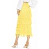 image:imageKisidoo Womens Fringe Trim High Waist Short Pencil Bodycon Skirts Sexy Elegant Fringe Long Maxi Skirt Summer Party WorkLight Yellow