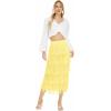 image:imageKisidoo Womens Fringe Trim High Waist Short Pencil Bodycon Skirts Sexy Elegant Fringe Long Maxi Skirt Summer Party WorkLight Yellow
